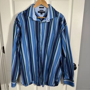 Tommy Hilfiger striped shirt, blue, XL, 100% cotton, vibrant, spring, office